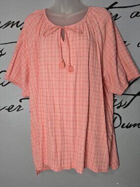 Westbound Scoop Neck Short Sleeve Plus Size Blouse, 1X